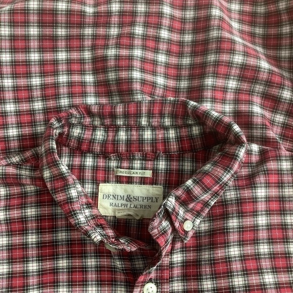 Ralph Lauren‎ Denim & Supply Men's Plaid Dress Shirt Red - Picture 6 of 10
